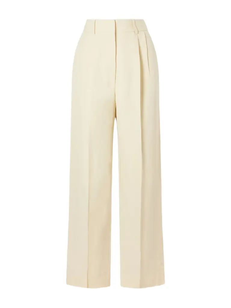 Blazé Milano Savannah Pleated Linen And Silk-blend Straight-leg Pants