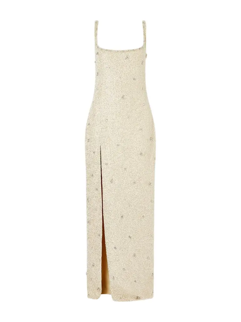 Clio Peppiatt Pamela Embellished Stretch-mesh Gown