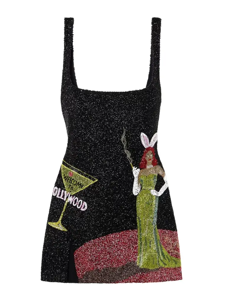 Clio Peppiatt Bunny Embellished Stretch-mesh Mini Dress
