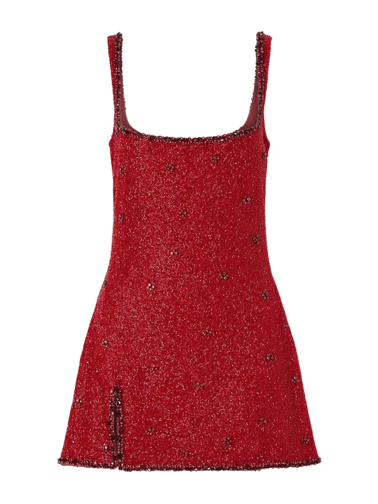 Clio Peppiatt Athena Embellished Stretch-mesh Mini Dress