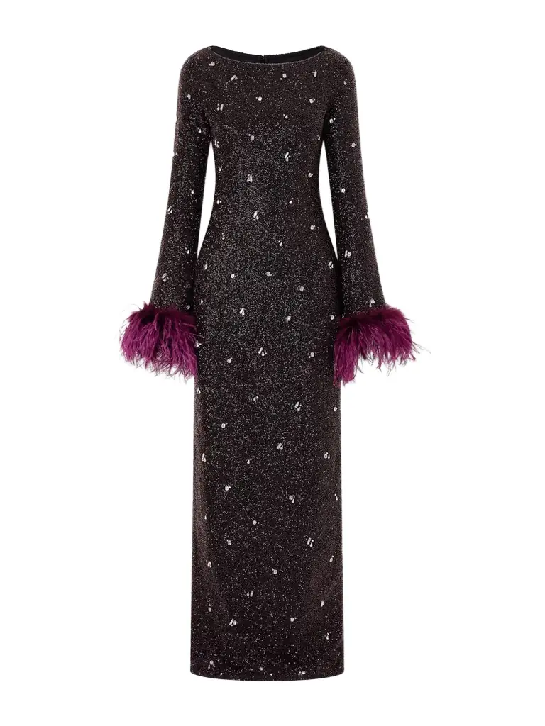 Clio Peppiatt Mae Feather-trimmed Embellished Beaded Tulle Gown