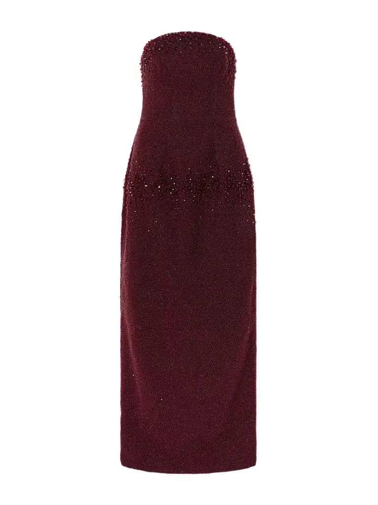 Clio Peppiatt Tina Strapless Embellished Crepe Gown
