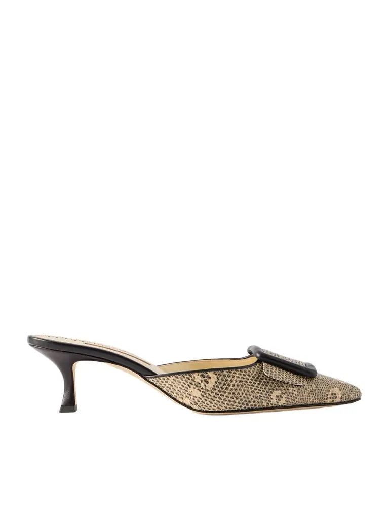 Manolo Blahnik Maysalebi 50 Lizard-effect Leather Mules