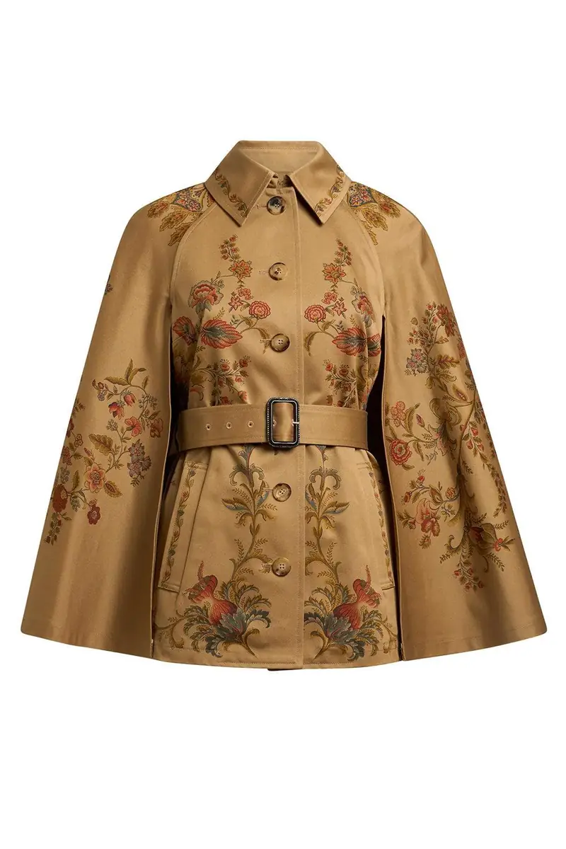 Etro Belted Print Cape Jacket