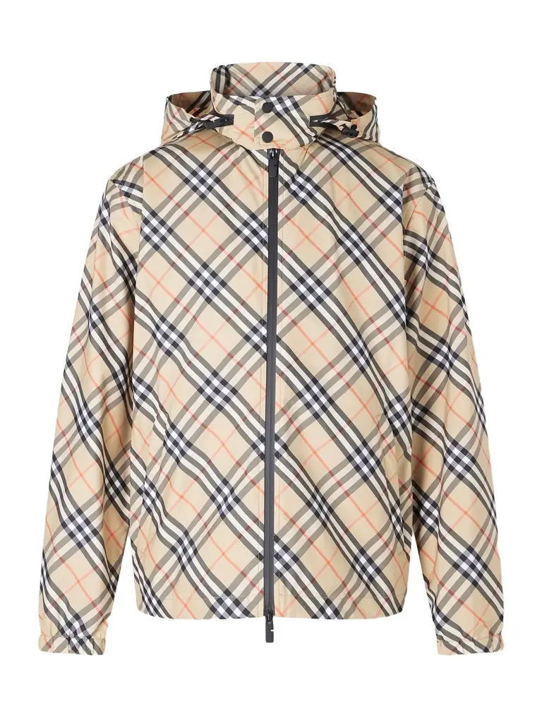 Burberry Hooded Checked Shell Jacket - Men