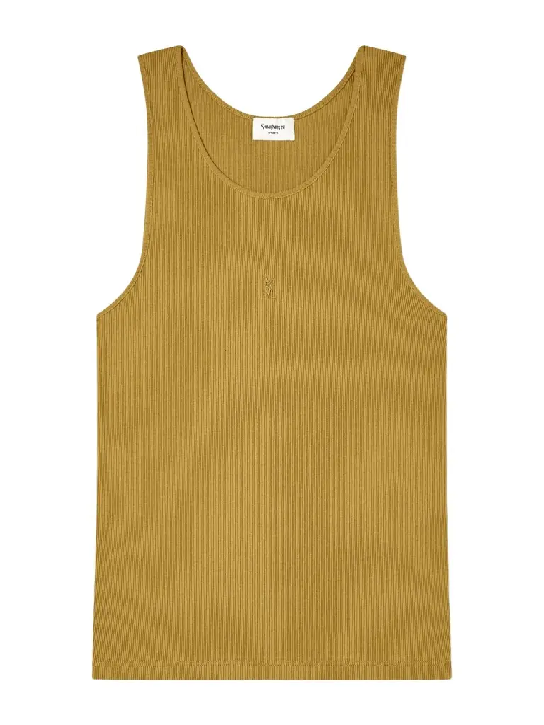 Saint Laurent Logo-Embroidered Ribbed Cotton Tank Top - Men