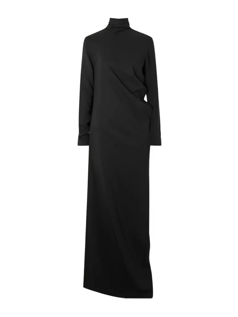 TOTEME Draped Jersey Turtleneck Maxi Dress
