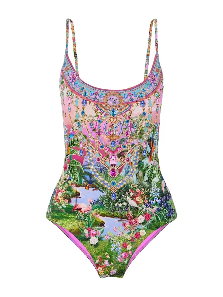 Camilla Crystal-embellished Printed Swimsuit
