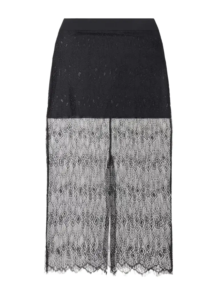 The Frankie Shop Alrose Metallic Lace Midi Skirt