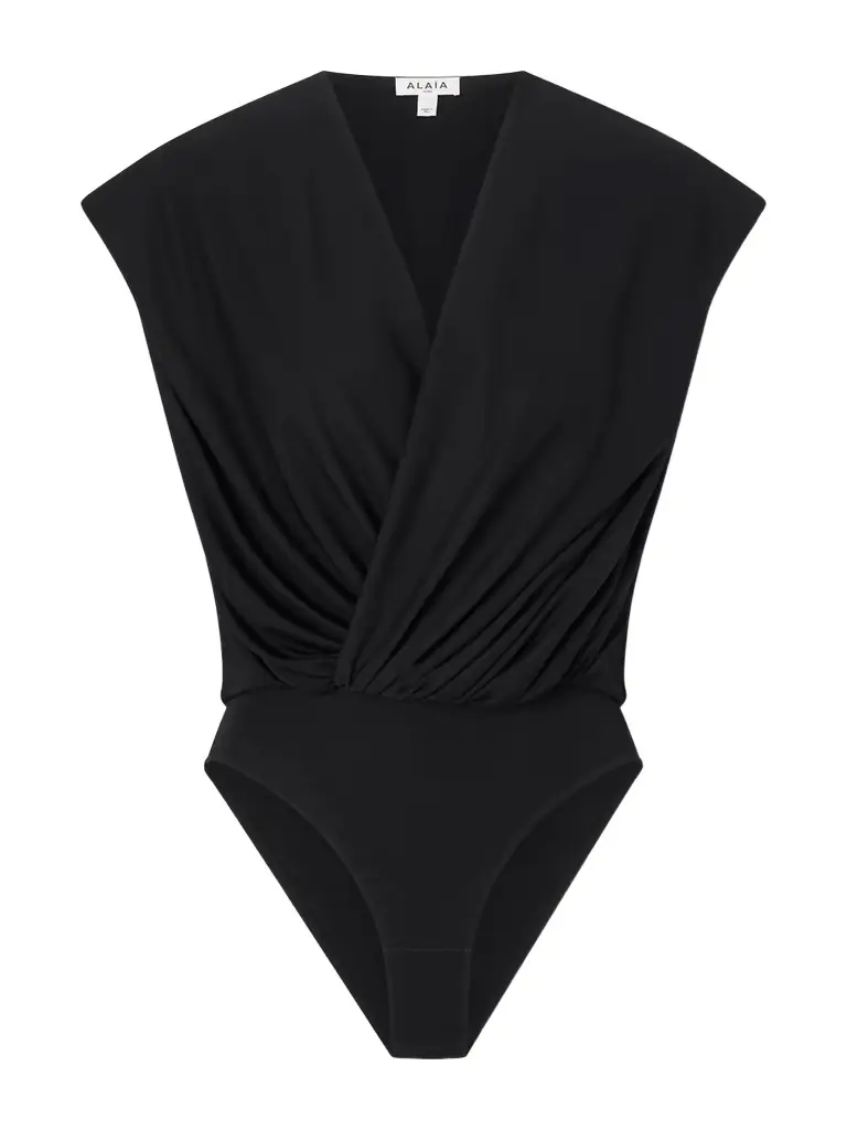 Alaïa Hooded Draped Jersey Bodysuit