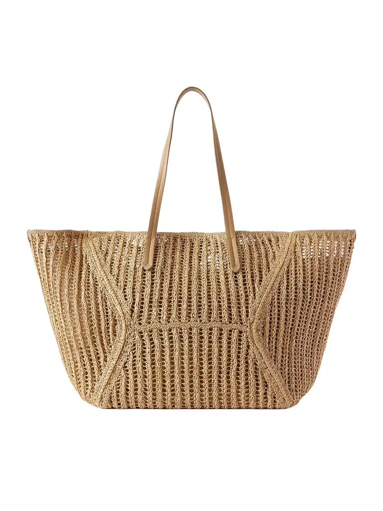 Brunello Cucinelli Leather-trimmed Woven Tote
