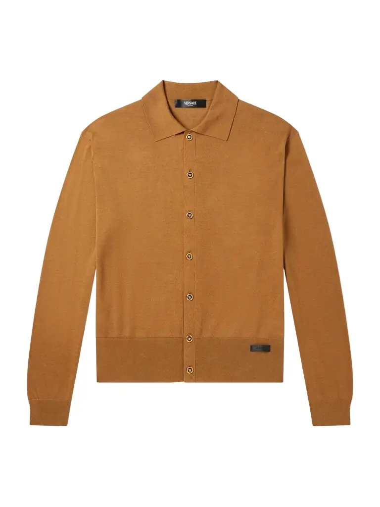 Versace Logo-Appliquéd Silk and Cotton-Blend Cardigan - Men
