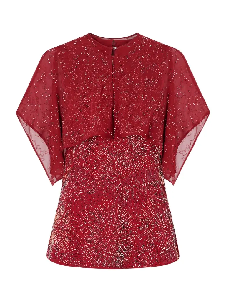 Rabanne Bead-embellished Crepe And Chiffon Blouse