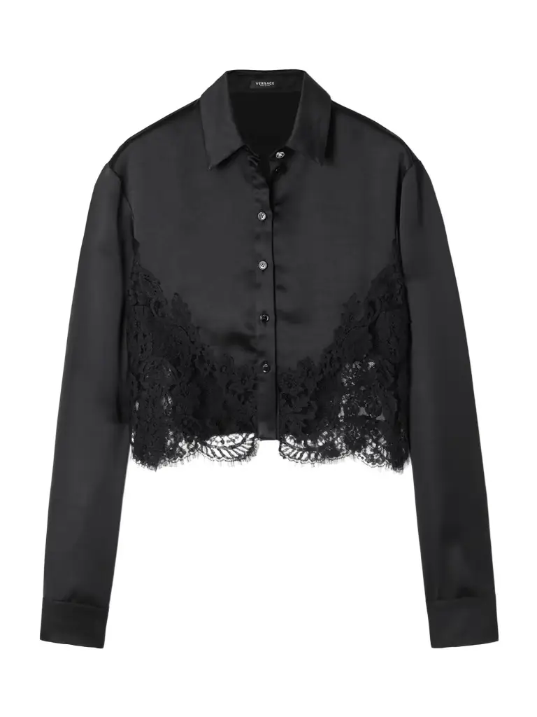 Versace Lace-trimmed Satin Shirt
