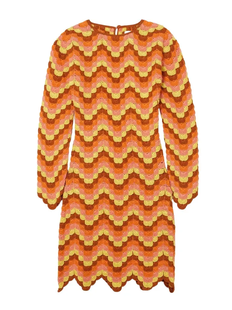 ESCVDO Victoria Scalloped Crocheted Cotton Mini Dress