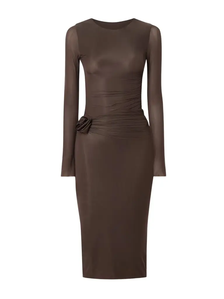 Maygel Coronel Anna Appliquéd Draped Stretch-jersey Midi Dress