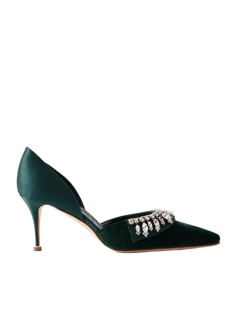 Manolo Blahnik Tulidor 70 Crystal-embellished Velvet Pumps