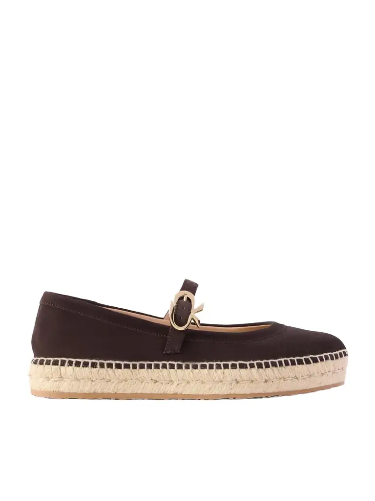 Gianvito Rossi Elda Suede Espadrille Mary Jane Flats