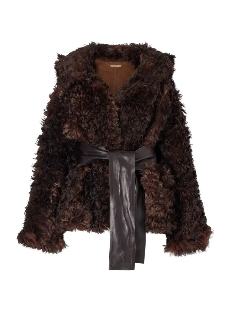 Nour Hammour Noa Belted Shearling Coat