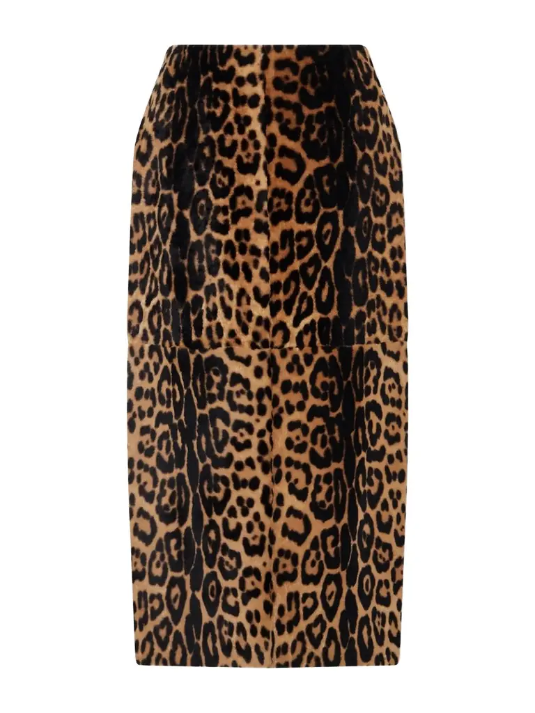 Nour Hammour Elyse Leopard-print Shearling Skirt