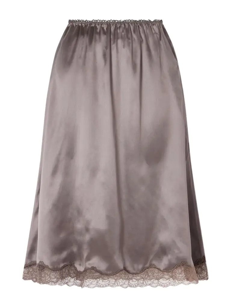 Magda Butrym Lace-trimmed Silk-satin Midi Skirt