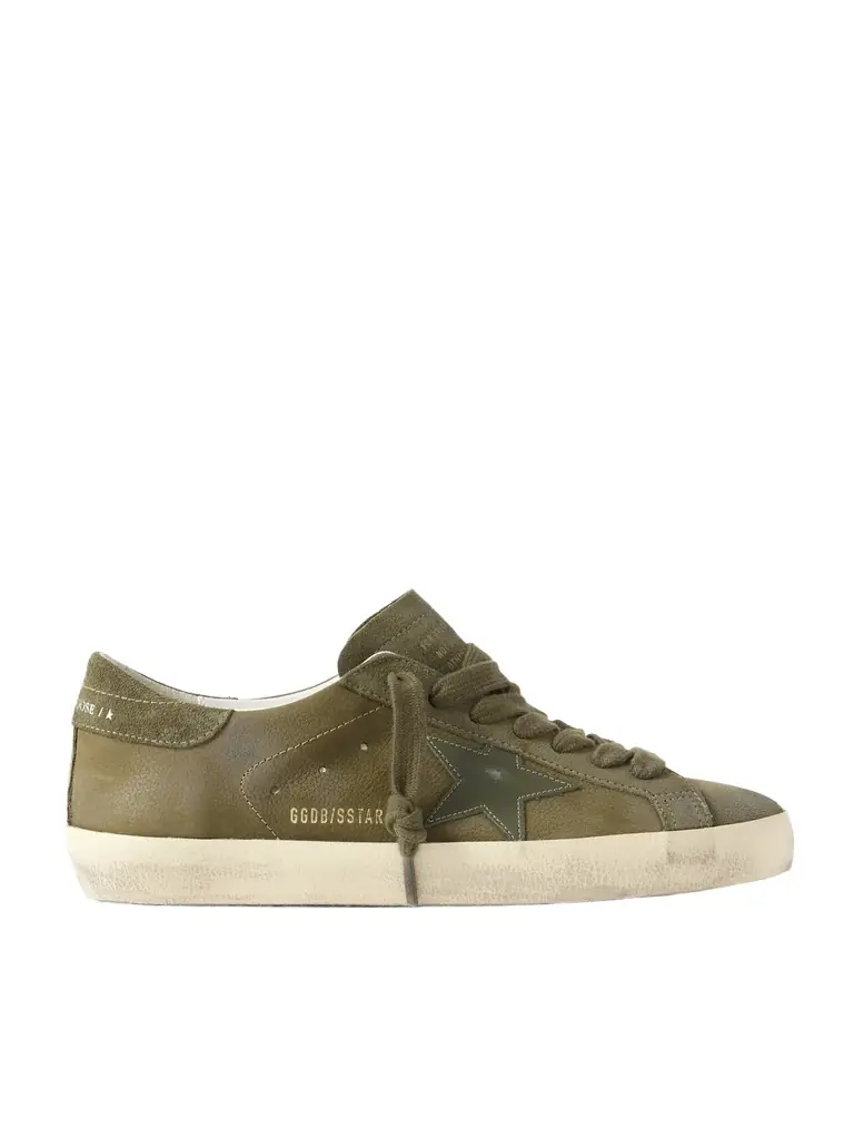Golden Goose Super-Star Distressed Suede-Trimmed Full-Grain Leather Sneakers - Men
