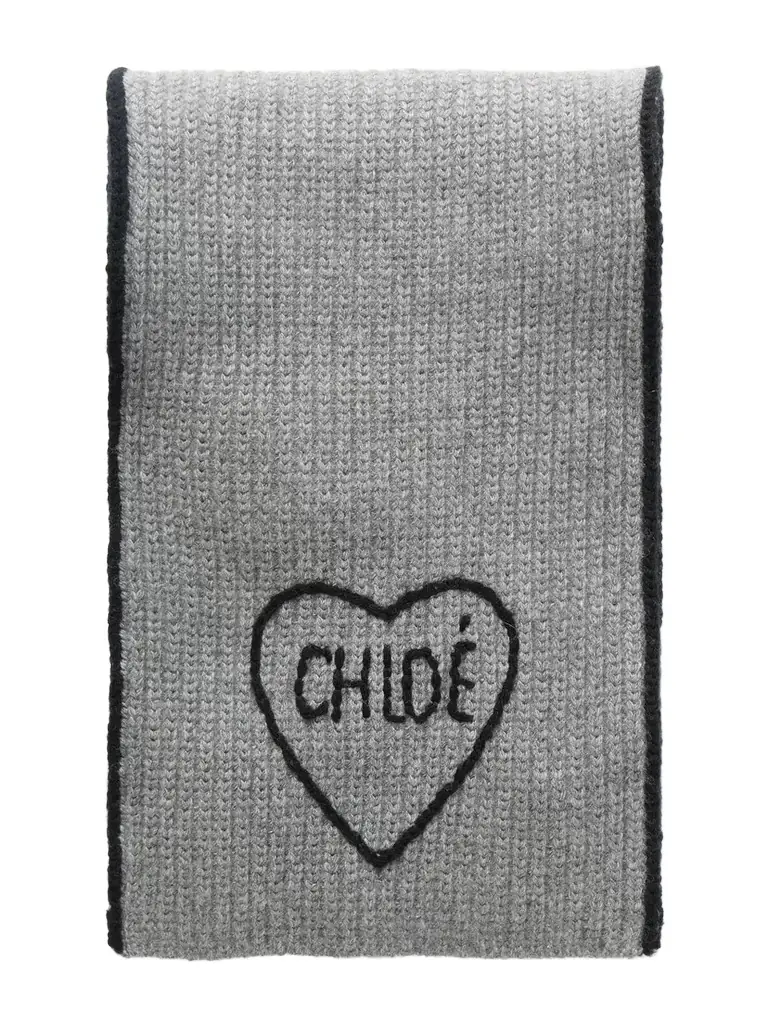 Chloé Embroidered Ribbed Wool And Cashmere-blend Scarf