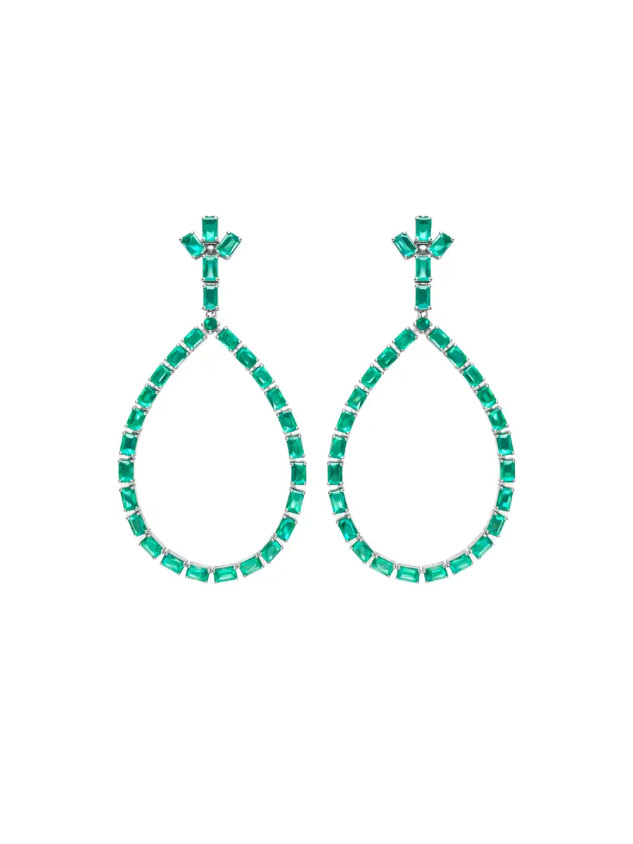 Wish Fine Jewelry 13.04ct Emerald 18K Gold Statement Earrings
