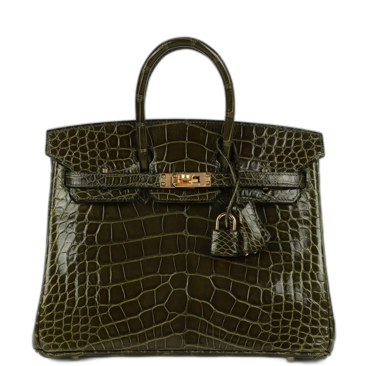 hermes Hermes Birkin 25 Vert Veronese Shiny Alligator Gold Hardware