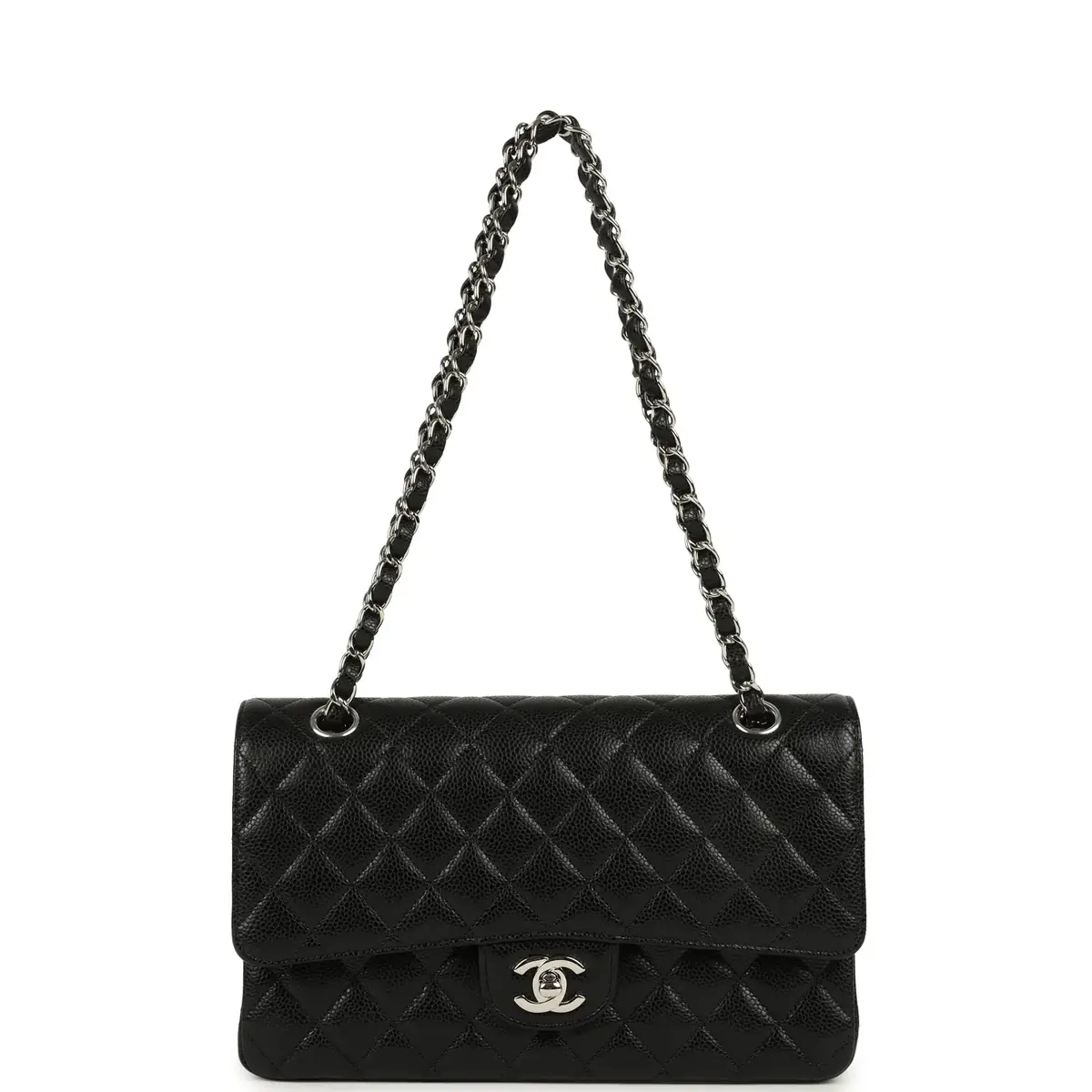 Chanel Chanel Medium Classic Double Flap Black Caviar Silver Hardware