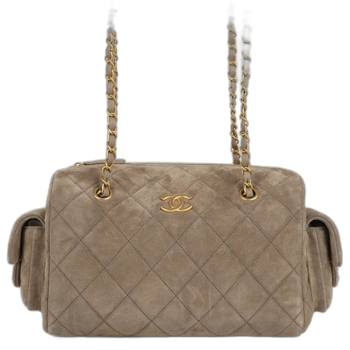 Chanel Chanel Small Bowling Bag Dark Grey Suede Antique Gold Hardware