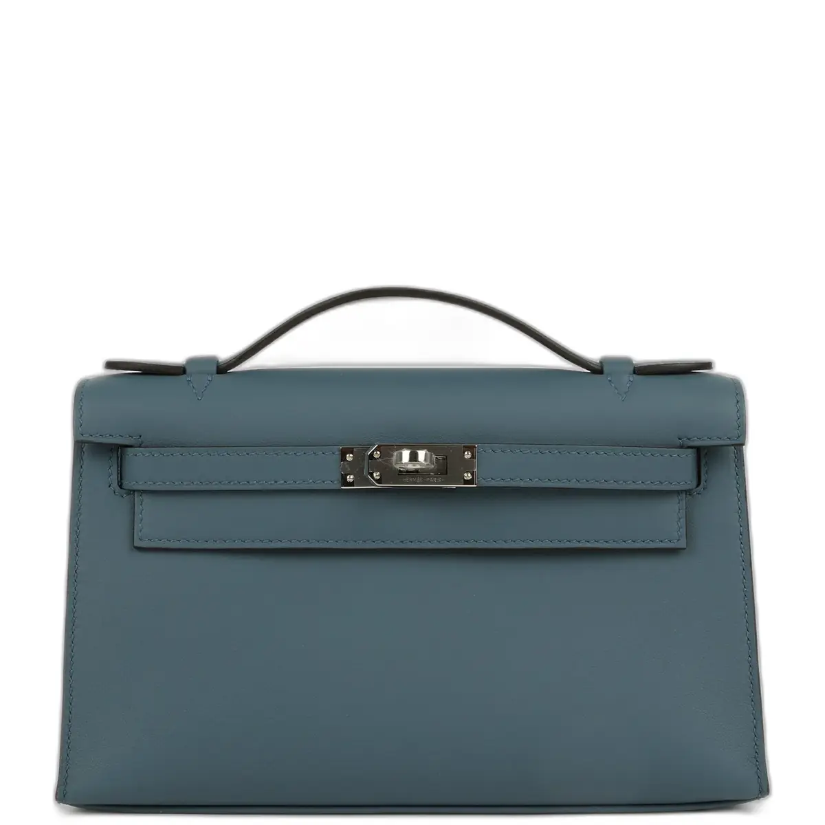 hermes Hermes Kelly Pochette Bleu Tempette Swift Palladium Hardware