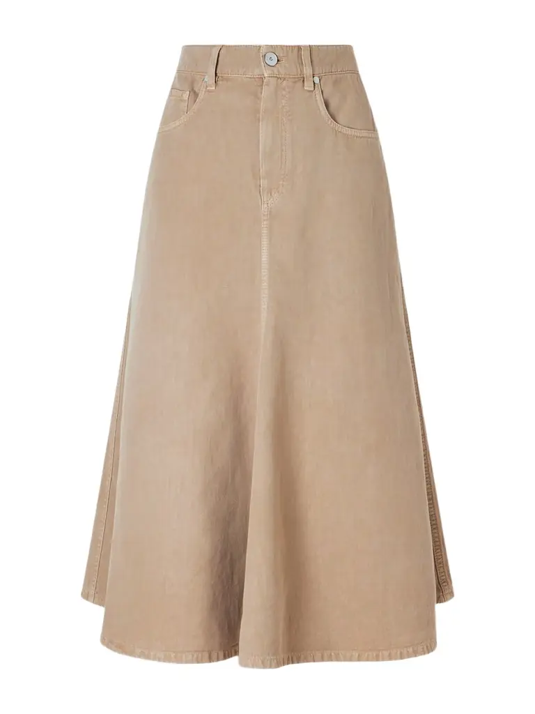 Brunello Cucinelli Cotton And Linen-blend Twill Midi Skirt