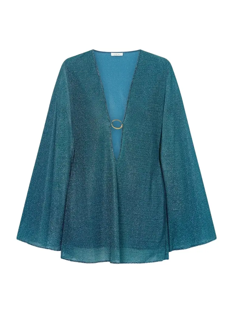 Oséree Lumière Embellished Metallic Stretch-knit Kaftan