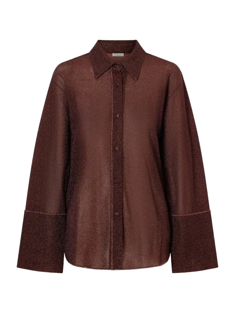Oséree Lumière Metallic Stretch-knit Shirt