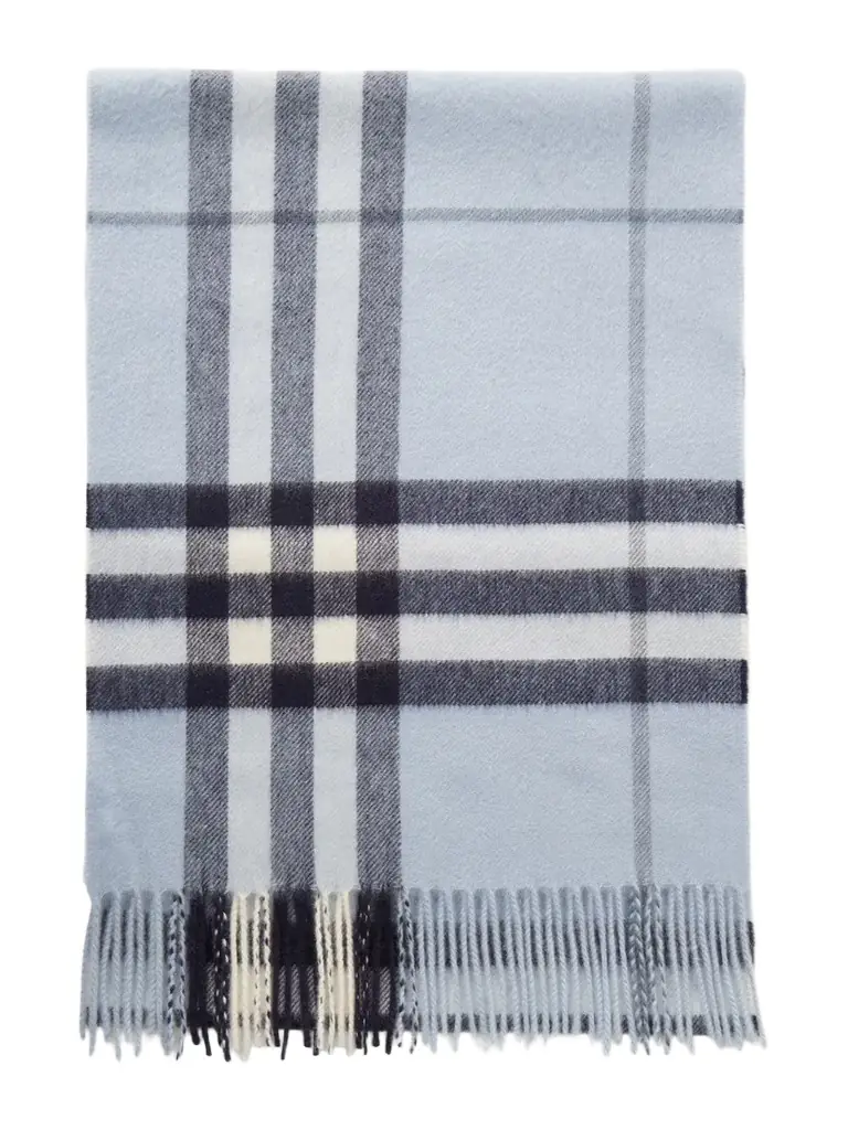 Burberry Fringed Checked Cashmere Scarf