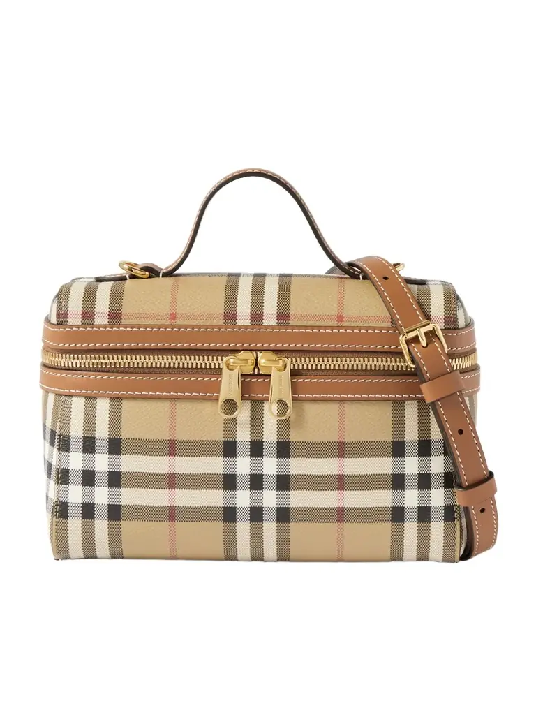 Burberry Leather-trimmed Checked Vanity Bag