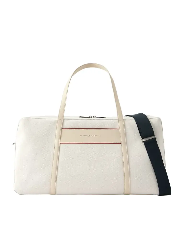 Brunello Cucinelli Leather-trimmed Canvas Tennis Bag
