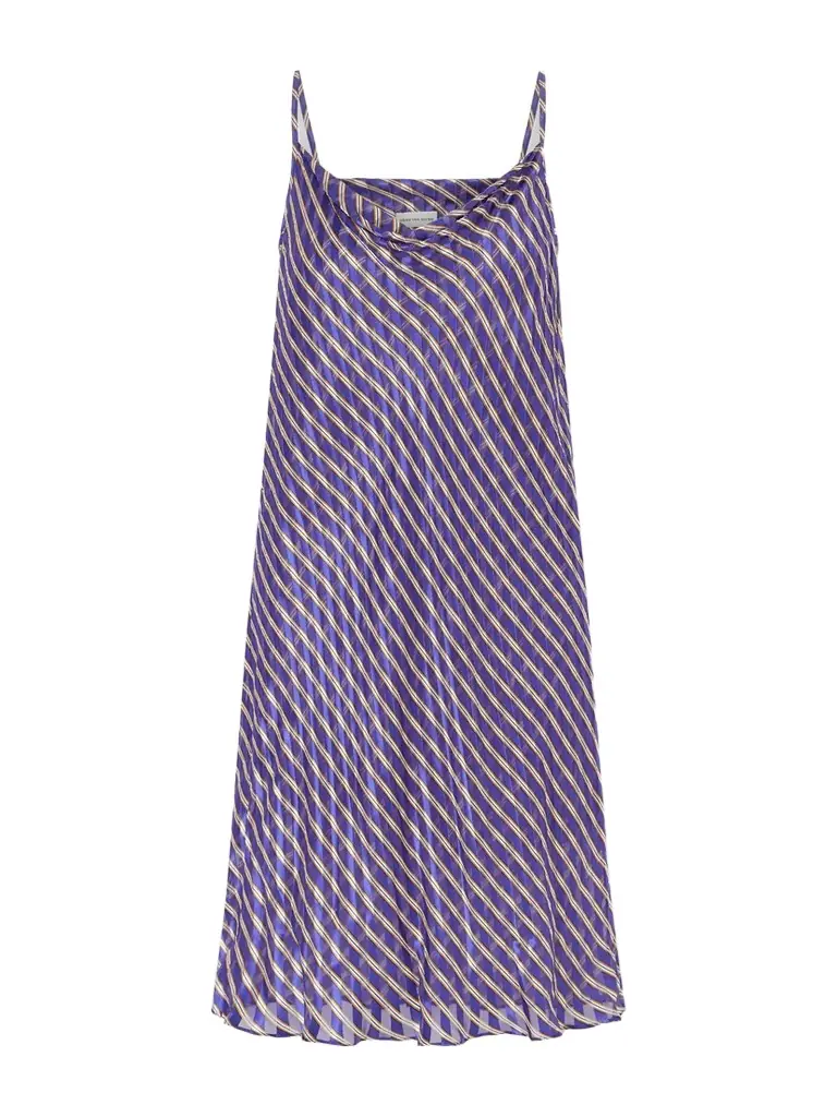 Dries Van Noten Draped Striped Satin And Chiffon Midi Dress
