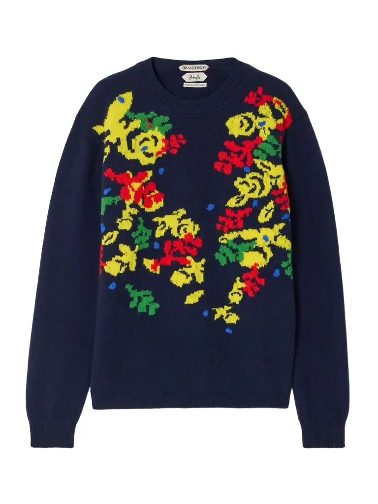 JW Anderson + Pringle Floral Intarsia-knit Cashmere Sweater