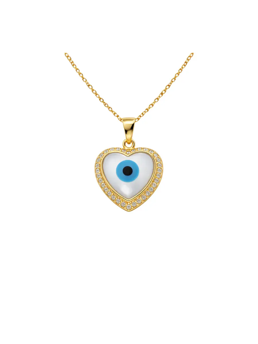 Wish Fine Jewelry 14K Gold Evil Eye Heart Pendant
