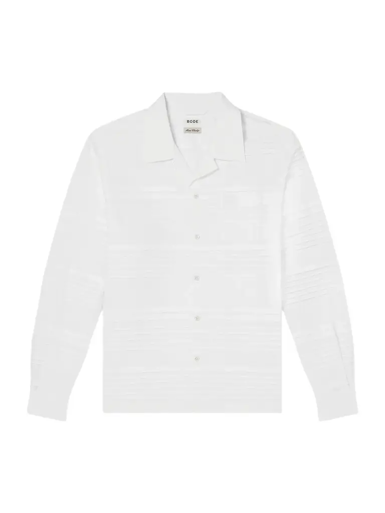 BODE Chamomile Camp-Collar Logo-Embroidered Cotton-Poplin Shirt - Men
