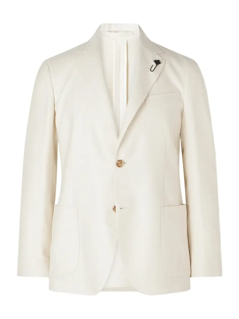 Lardini Roma Embellished Herringbone Wool and Cotton-Blend Suit Jacket - Men