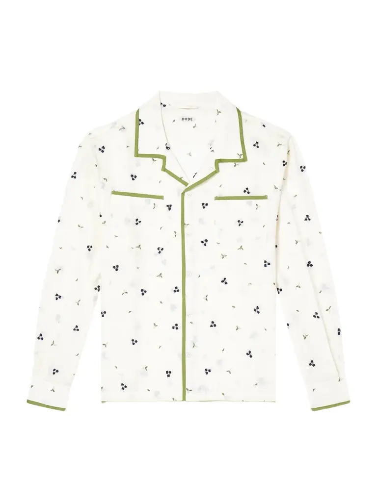 BODE Blackberry Patch Camp-Collar Embroidered Linen Shirt - Men