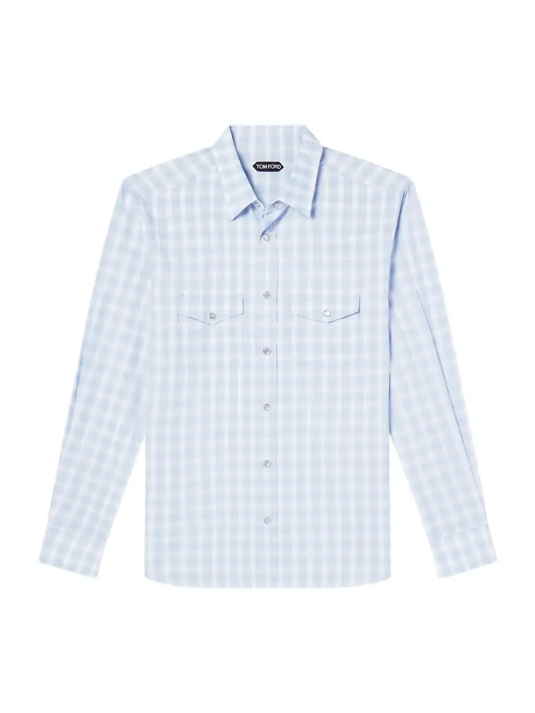 Tom Ford Slim-Fit Checked Cotton and Linen-Blend Shirt - Men
