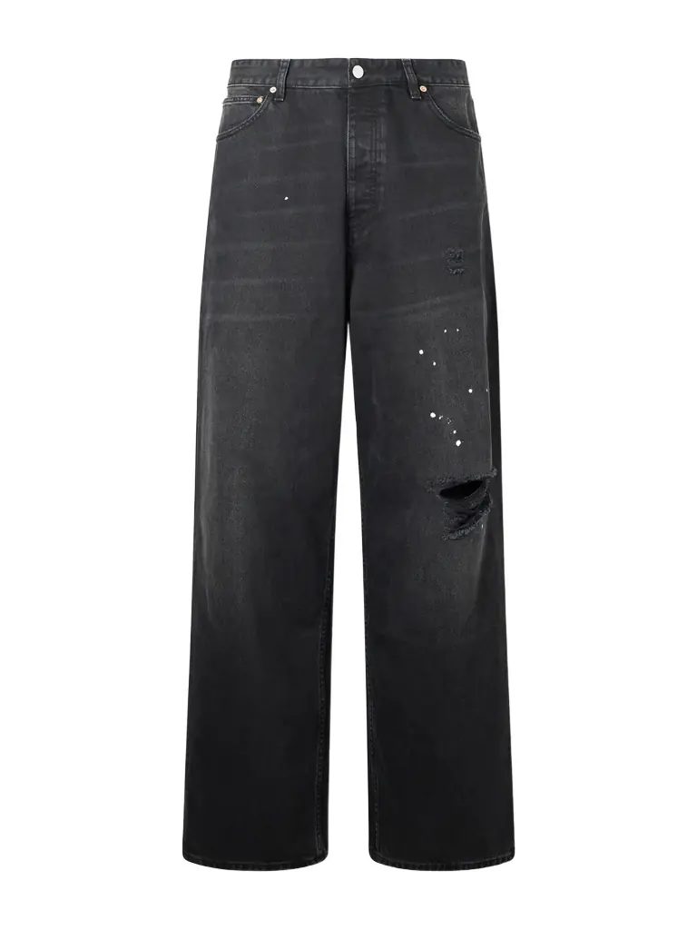 Vetements Paint-Splattered Distressed Straight-Leg Jeans - Men
