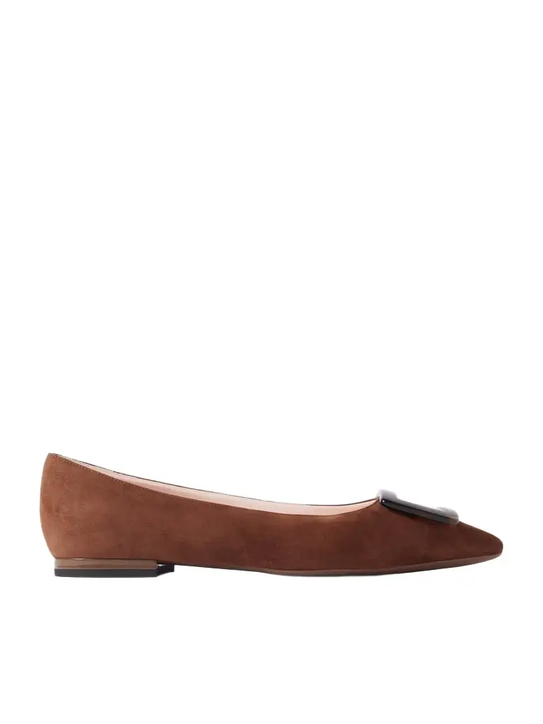 Roger Vivier Gommettine Buckled Suede Ballet Flats