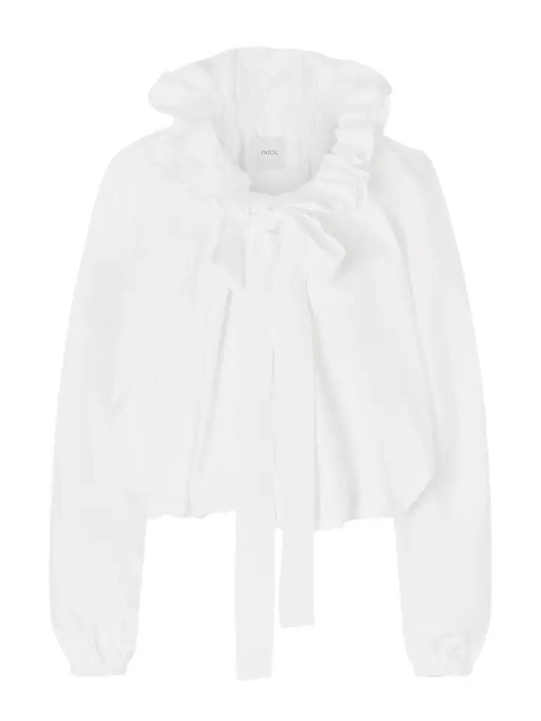 Patou Tie-detailed Ruffled Cotton-poplin Blouse