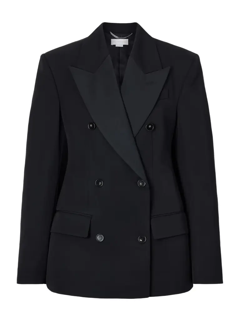 Stella McCartney Double-breasted Twill-trimmed Wool Blazer