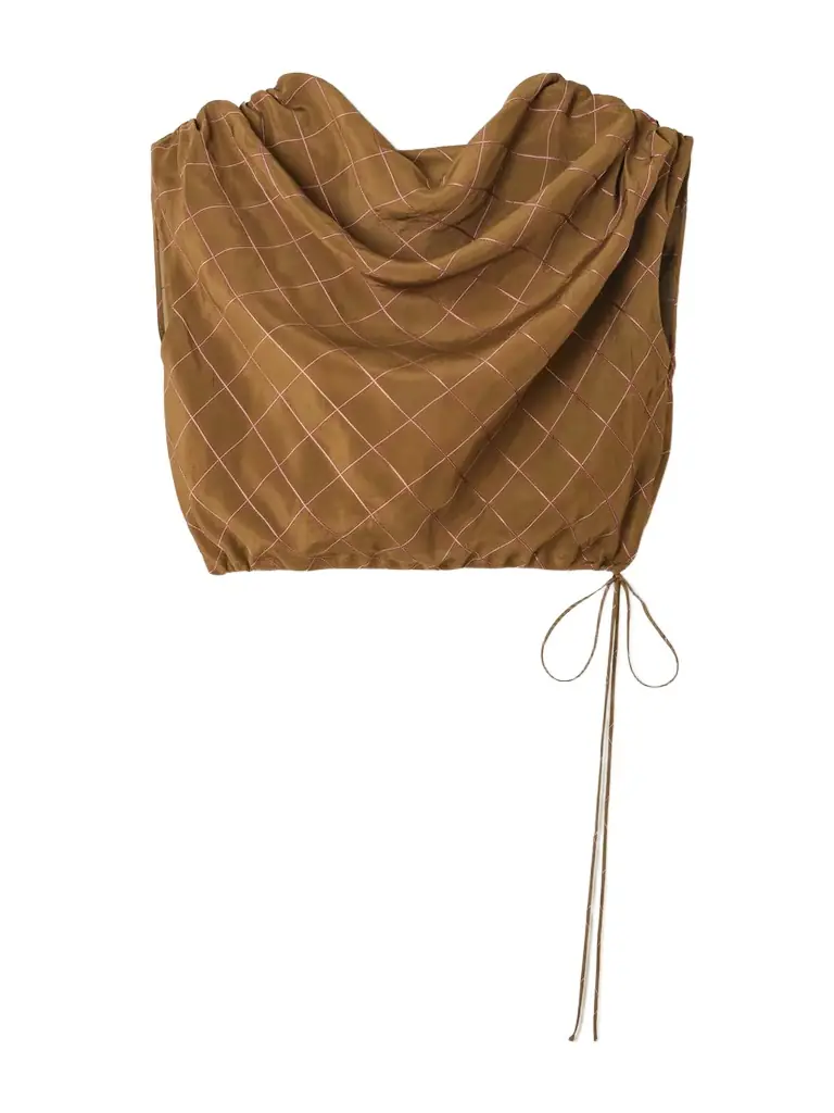 Kallmeyer Naia Checked Draped Voile Top